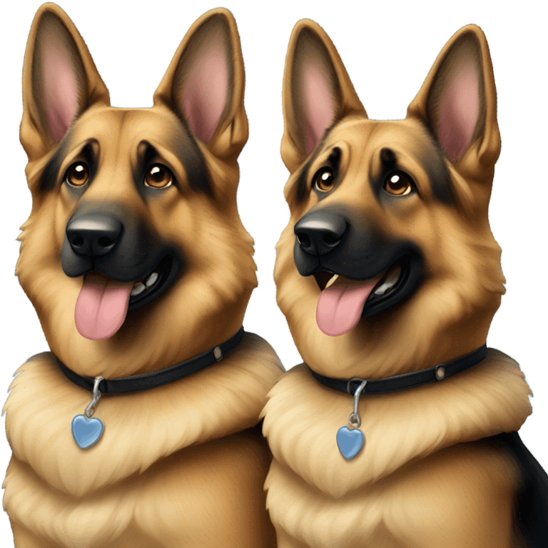 two german shepherds sitting next to each other emoji