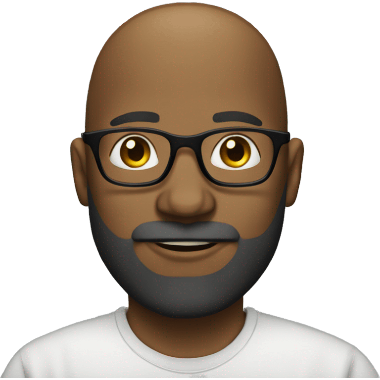 Bald- black man-with-glasses-with scruffy -beard in t shirt emoji