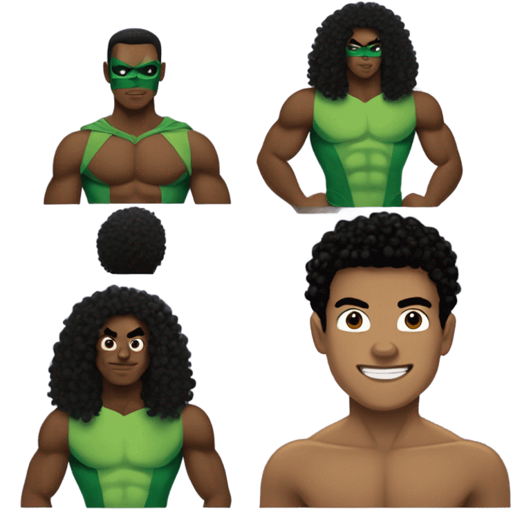 Afro Light-skinned shirtless while swimming teenager in the green superhero costume of Prince Namor. emoji