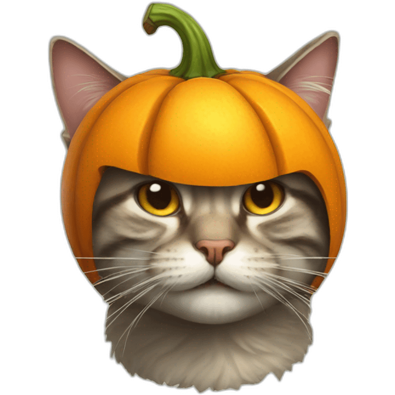 nasty old cat wearing pumpkin helmet emoji