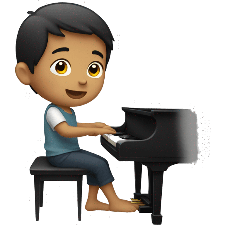 Small Filipino boy playing piano emoji