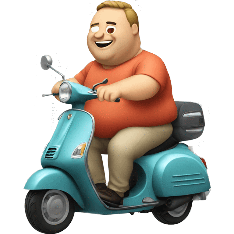 fat guy riding vespa emoji