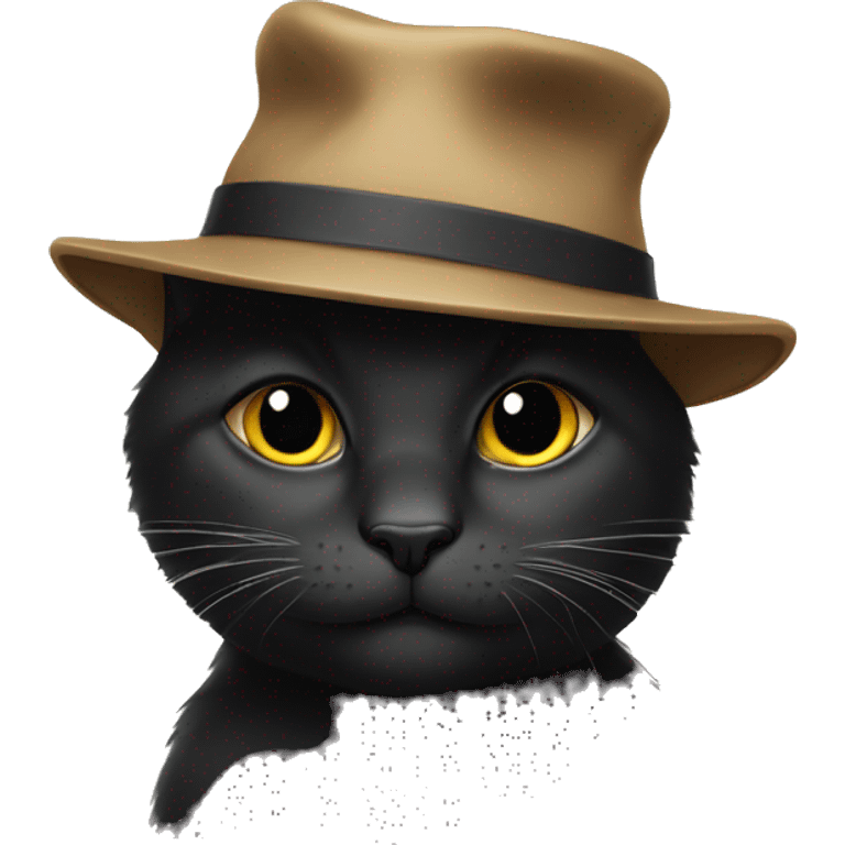 blak cat with a hat emoji