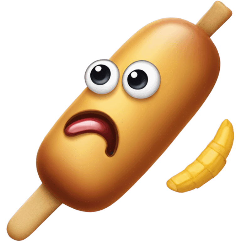 Shocked corn dog emoji