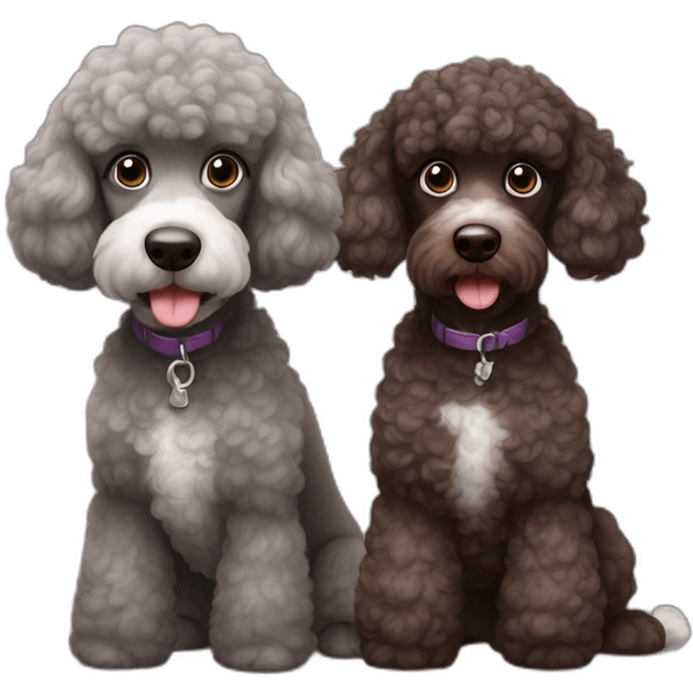 Chocolate and grey two poodles emoji