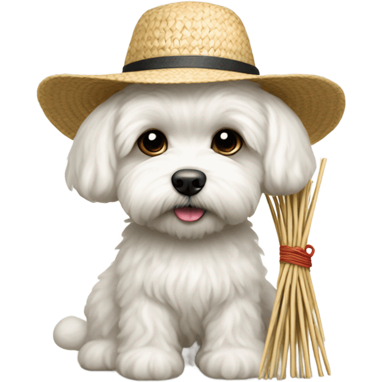 Bichon maltese working as farmer  emoji