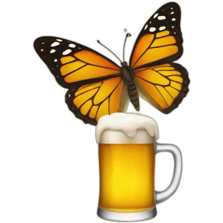 butterfly with beer emoji