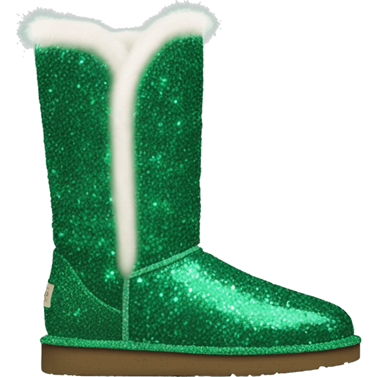 Realistic emerald green Sparkle glitter and fur Ugg boots. emoji