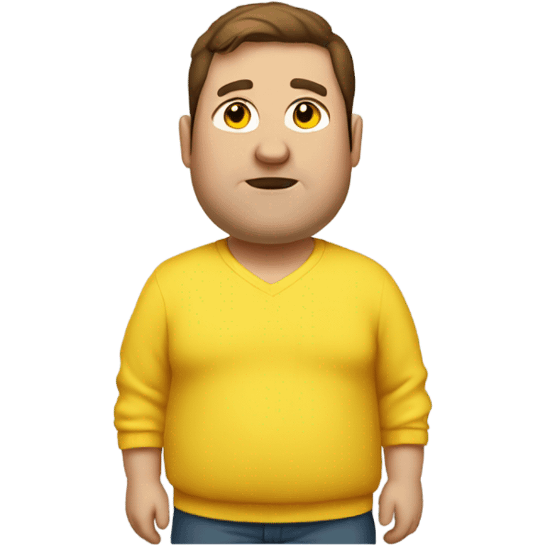 fat man with brown hair and yellow sweatsh emoji