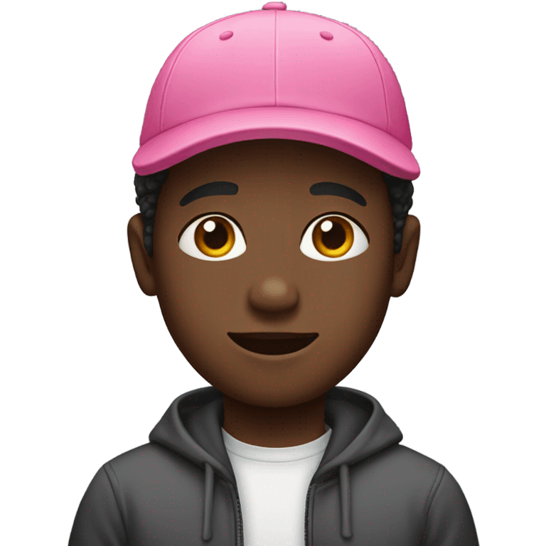 Black boy with a pink cap  emoji