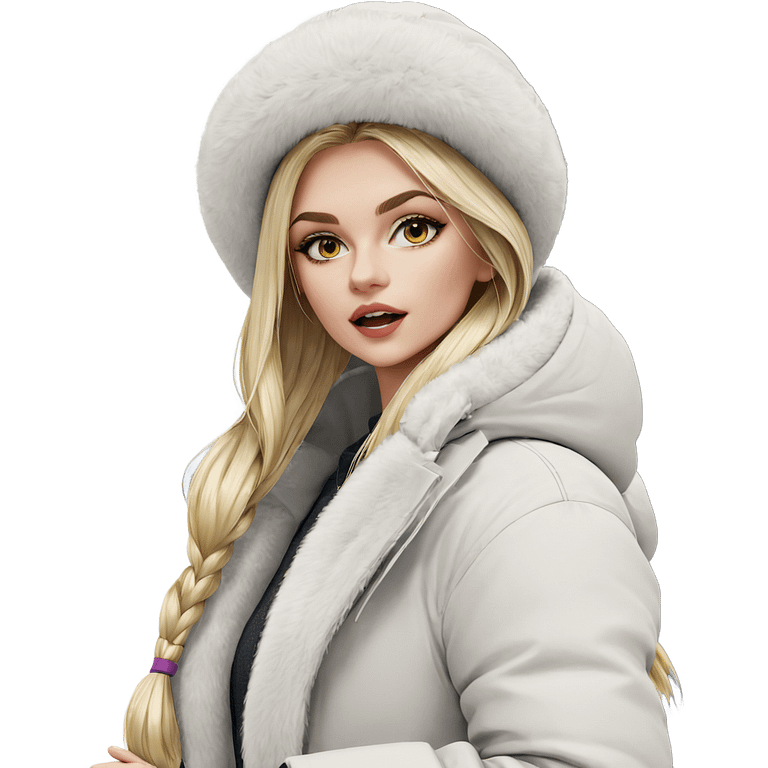 blonde girl in winter coat emoji