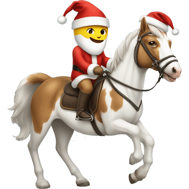 cat wearing a santa hat riding a horse emoji