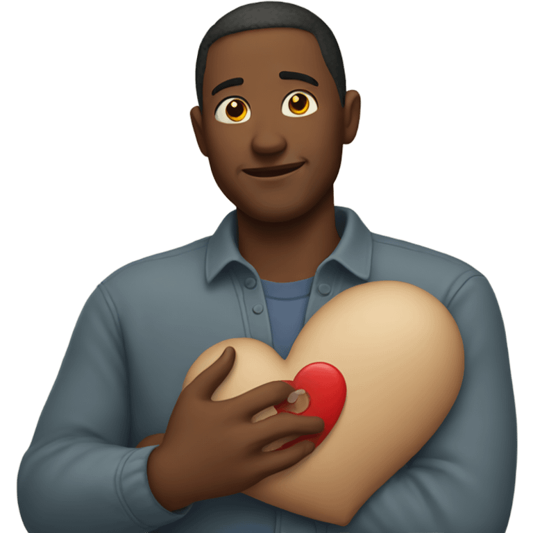 Father holds his heart in his arm emoji