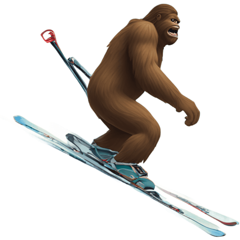 Bigfoot on ski’s in the mountain emoji