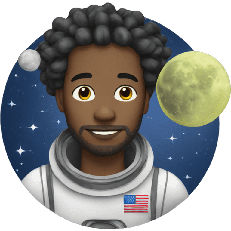 Man on the moon with locs emoji