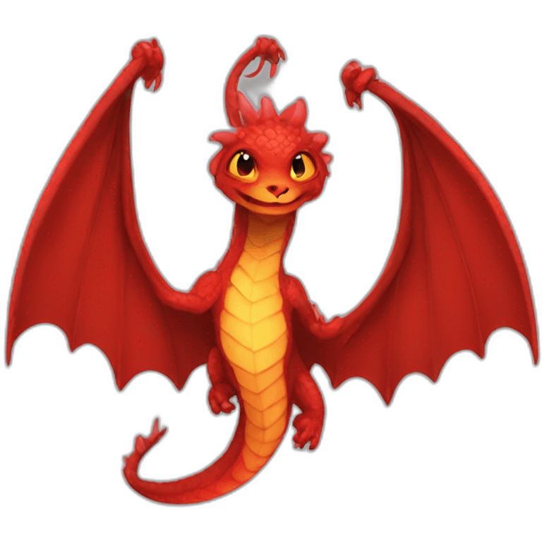 Red fire Serpant with wings and no arms emoji