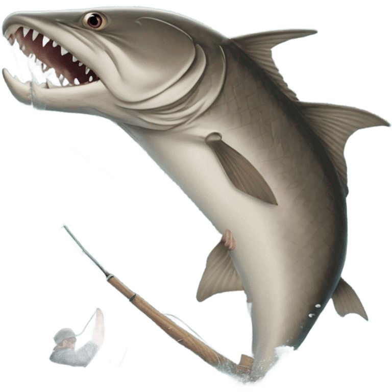 Sturgeon fighting fishermen  emoji