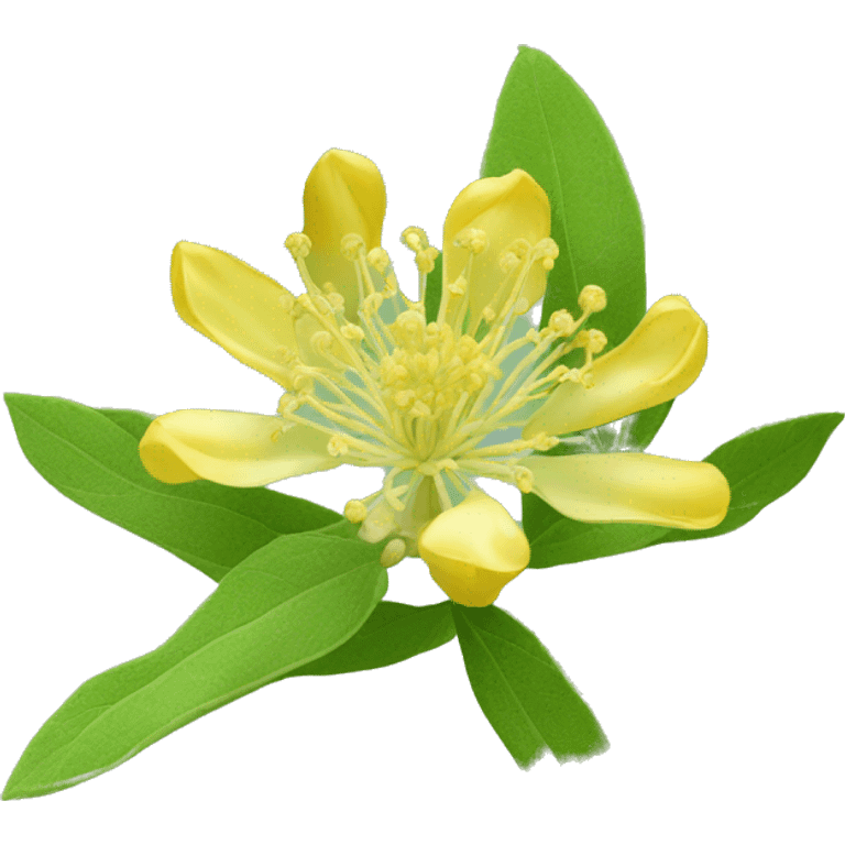 Ashwagandha flower with greenish-yellow petals and a central cluster of tiny yellow stamens emoji