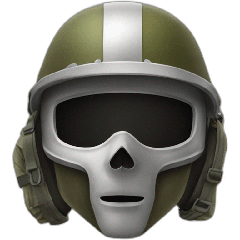 Masque squelette et casque militaire sérieux emoji