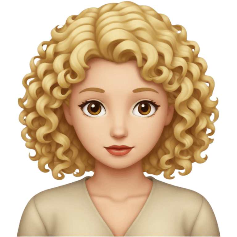 Blond, curly hair short women emoji