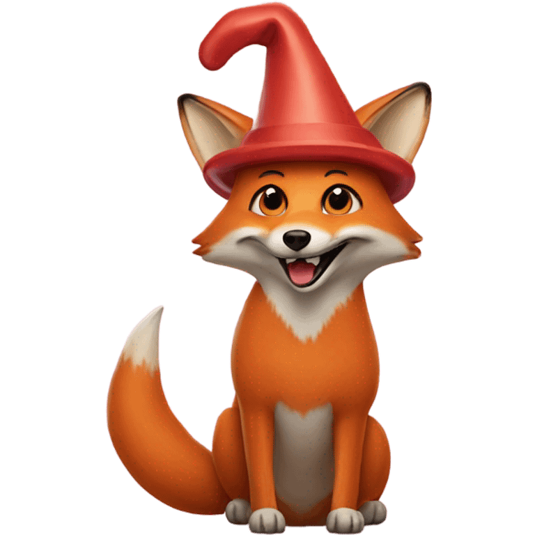 Fox wearing a hotdog hat emoji