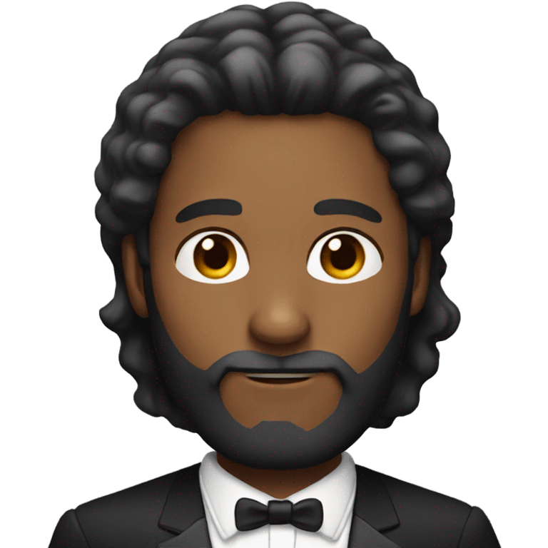 Man with long hair and beard with halo, wearing tuxedo  emoji