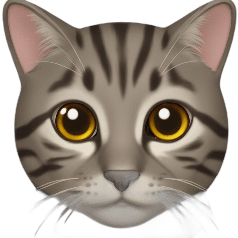 Tabby dark grey brown cat small eye emoji