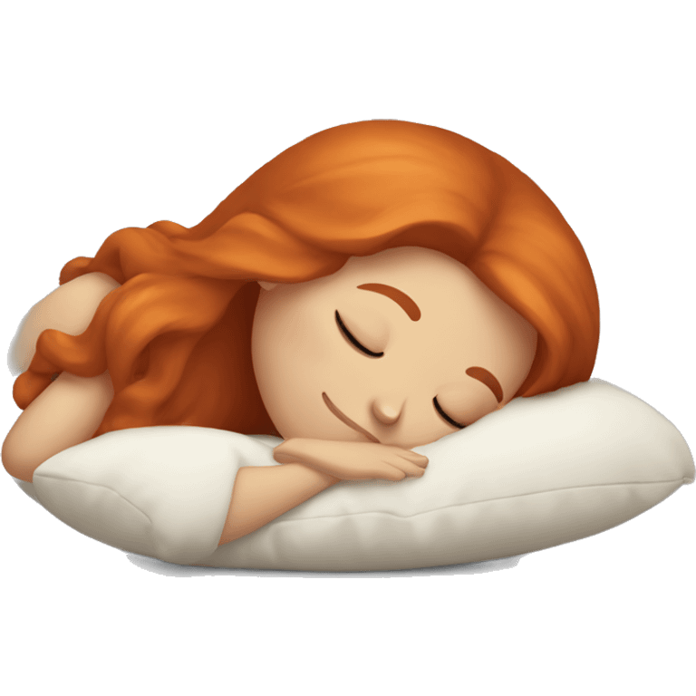 Red-haired girl sleeping on a pillow emoji