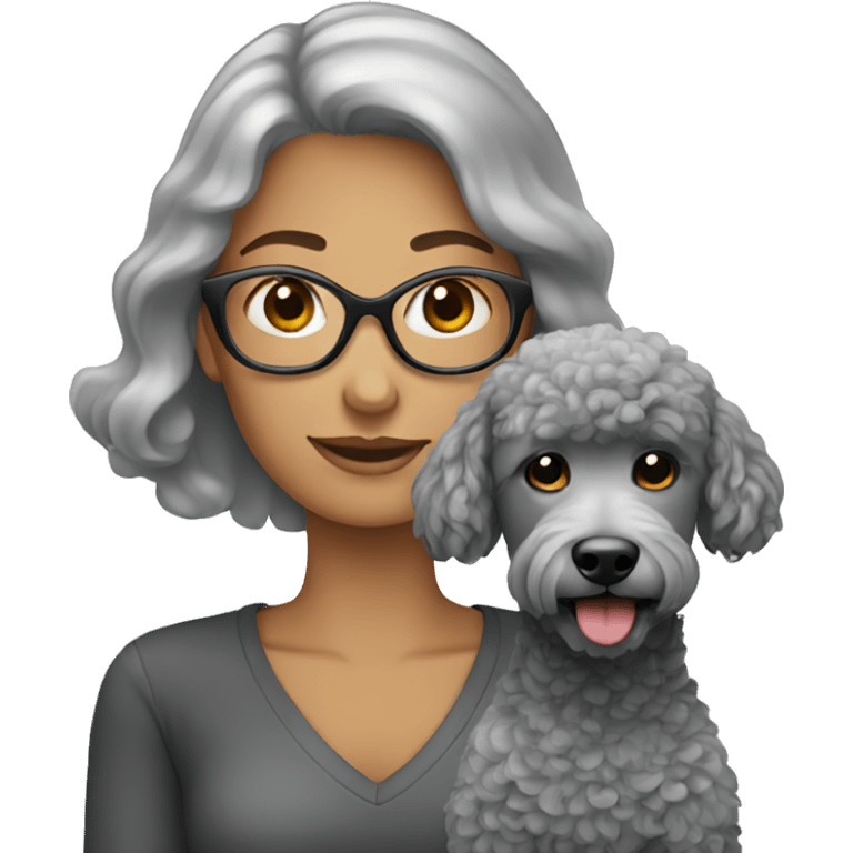 Woman with grey poodle emoji