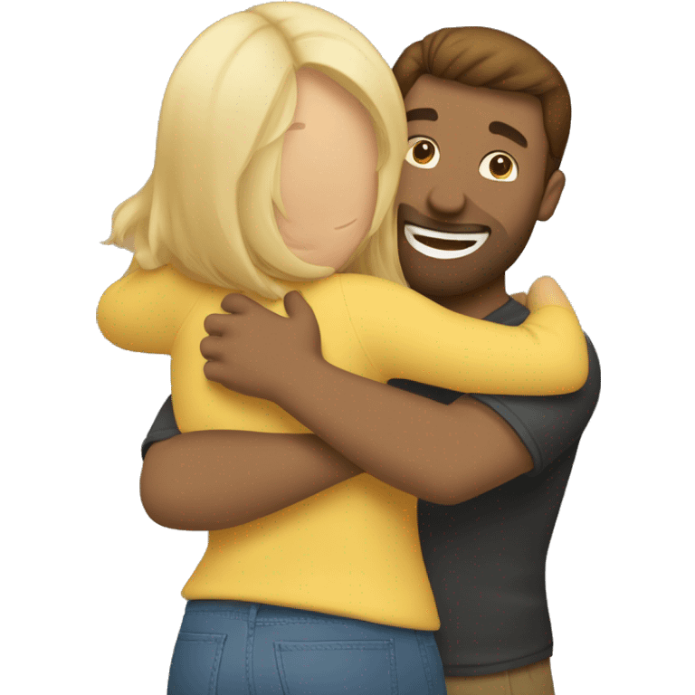 hug to blonde woman and caucasian brown hair man emoji