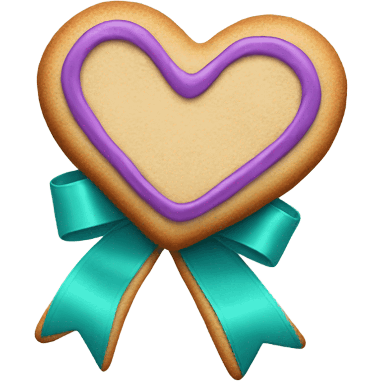 Cookie heart with teal purple support ribbon loop emoji