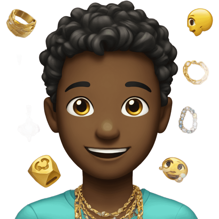 smiling boy with jewelry indoors emoji