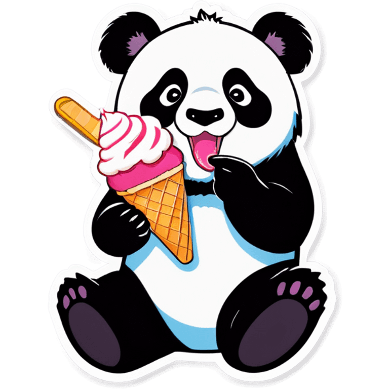 Panda eating ice cream emoji