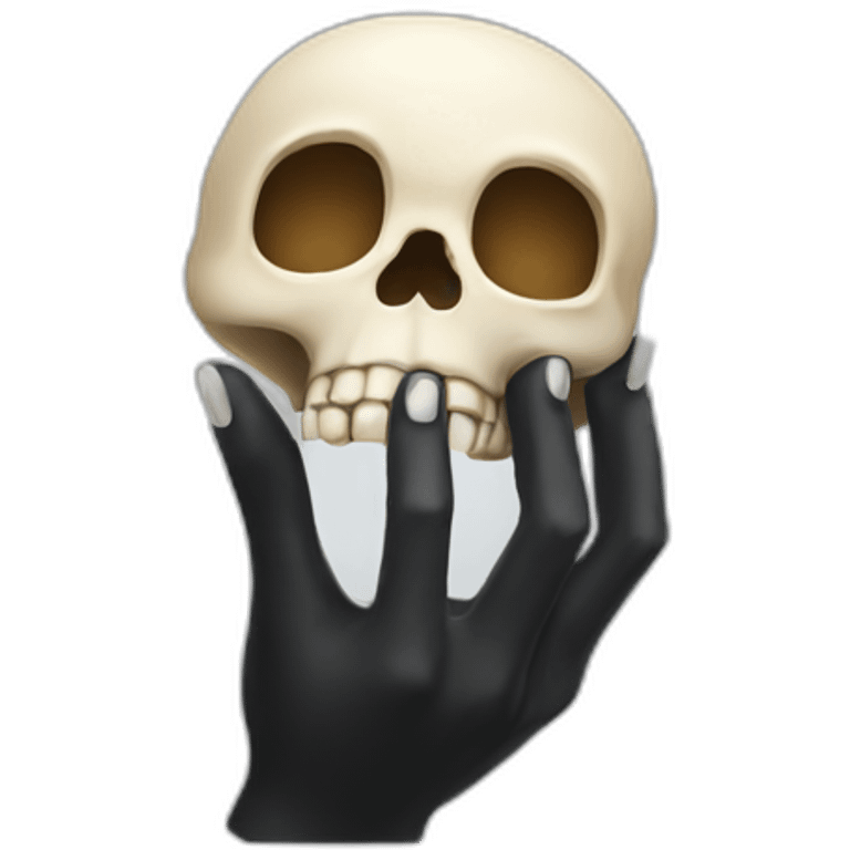 Hand holding skull emoji