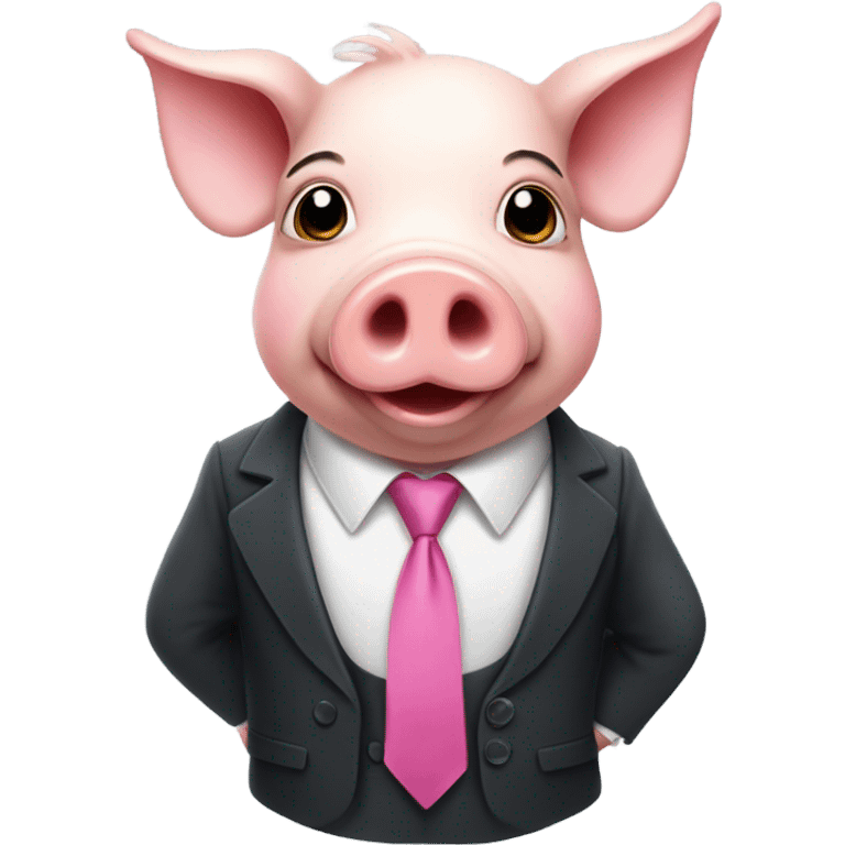 Cute pig in a suit emoji