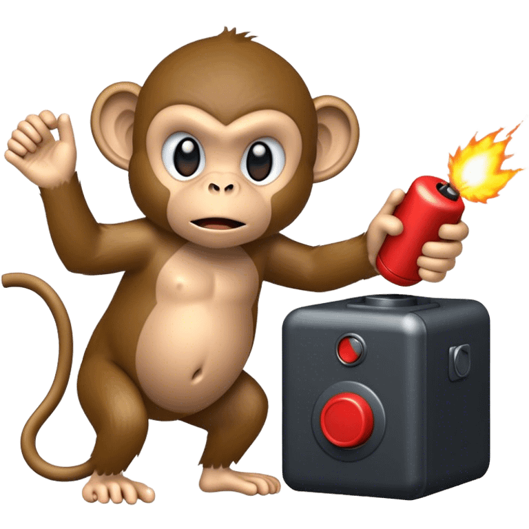 Monkey threatening to push the button on a bomb detonator emoji