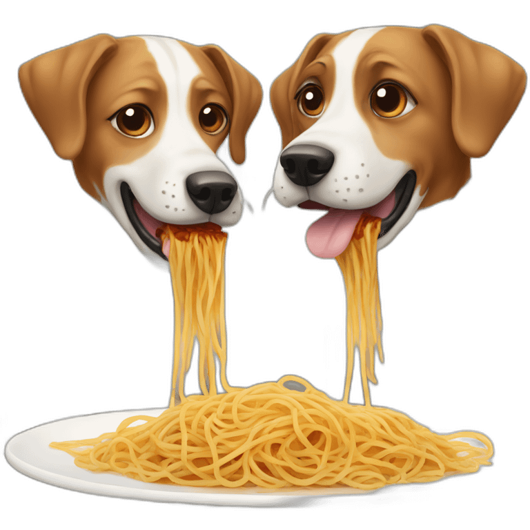 two dogs eating spaghetti emoji