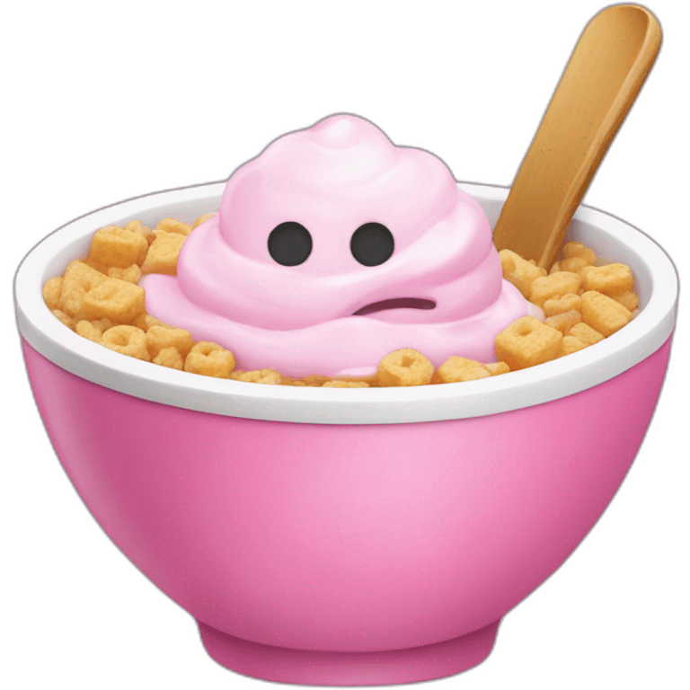 pink iogurt with cereal on a bowl emoji