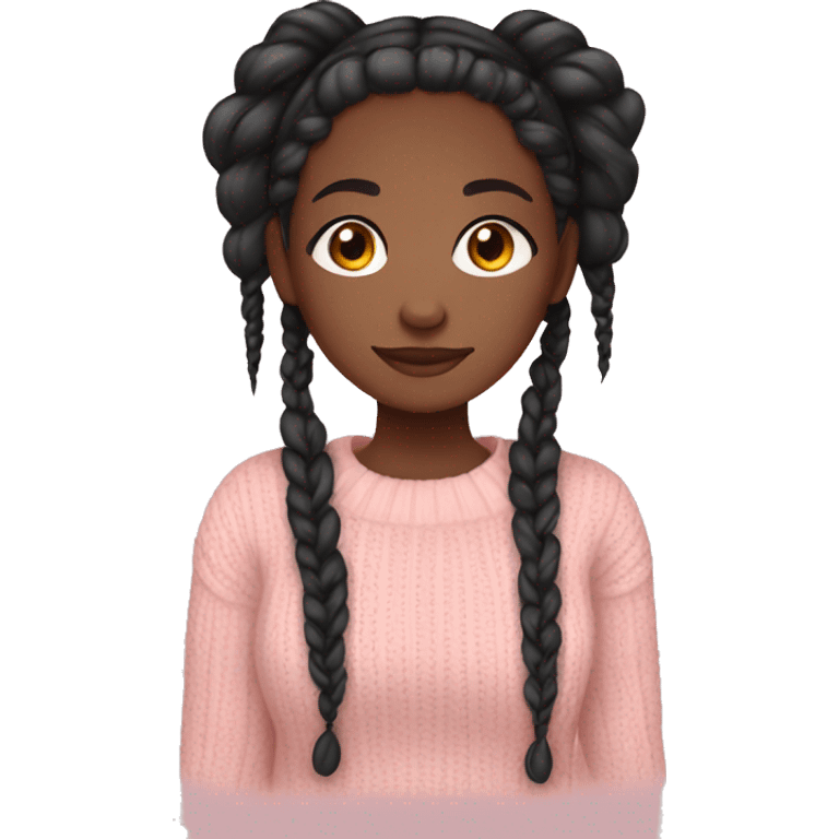 pretty black girl with braids in light pink sweater cozy emoji