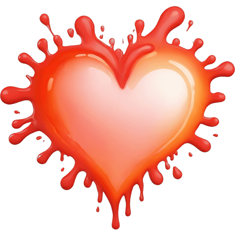 bleeding red heart glowing red-orange with splatter emoji