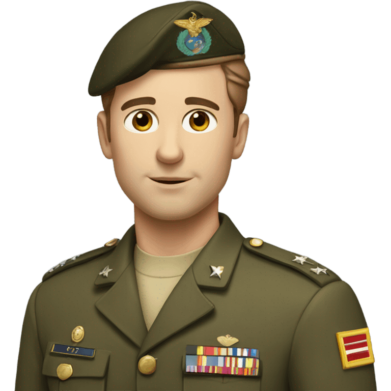 Caucasian man with brown hair in military uniform emoji