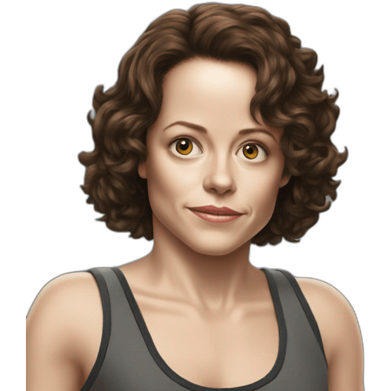 young sigourney weaver, tank top, from alien movie emoji