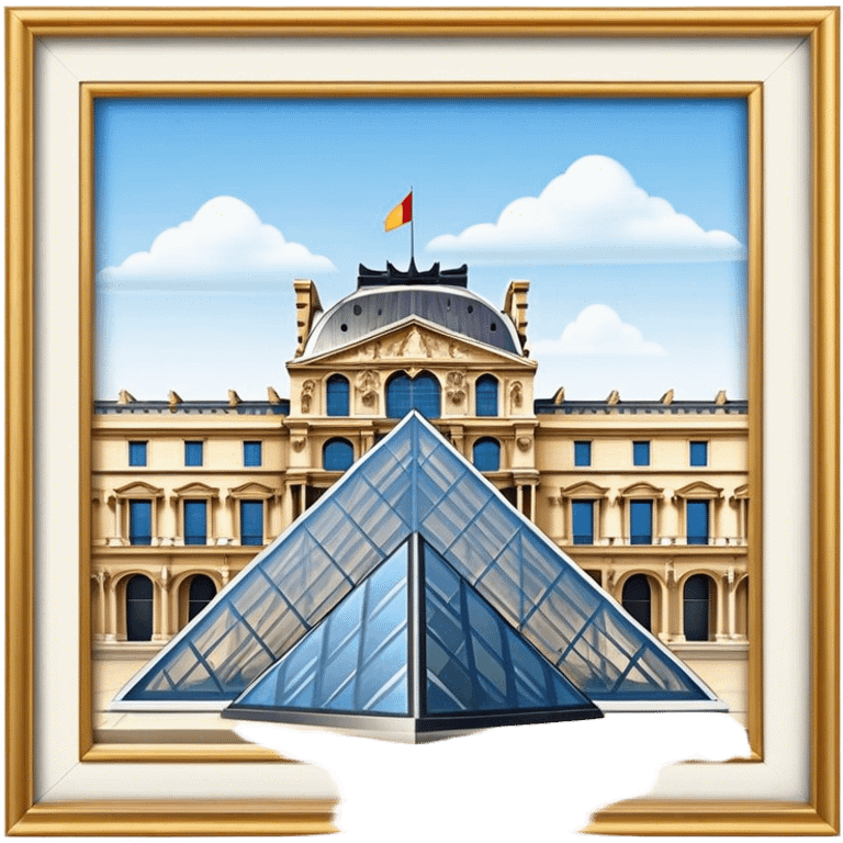 Cinematic Realistic Louvre Museum Landmark Emoji, depicted with the historic museum facade and glass pyramid rendered with lifelike detail and elegant, ambient lighting. emoji