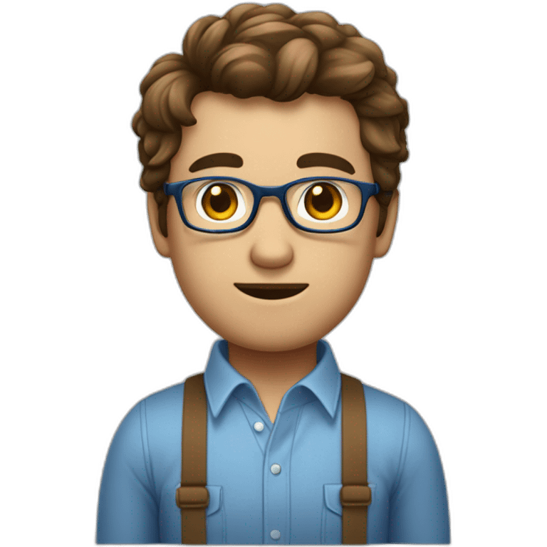 Homme en chemise, cheveux brun, yeux bleu et lunette emoji