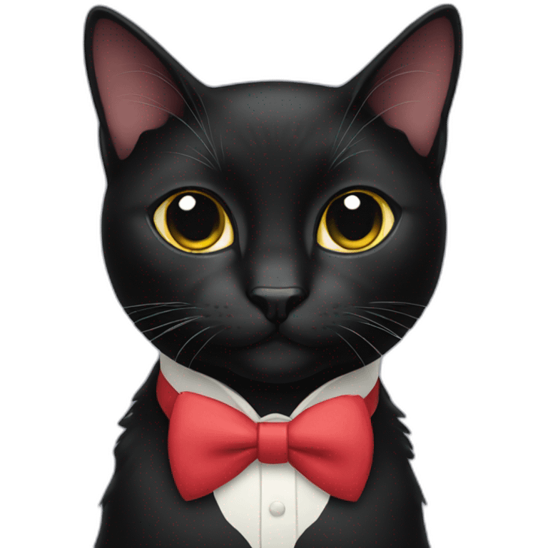 Black cat with bow tie emoji