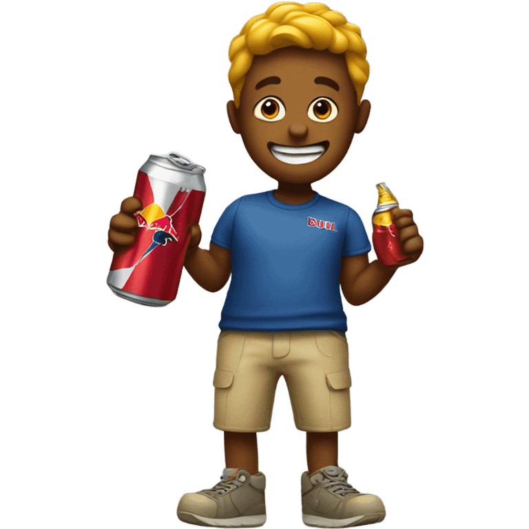 Emoji holding a red bull emoji