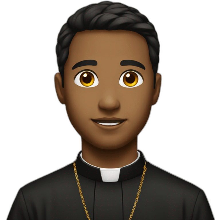 young catholic priest black hair emoji