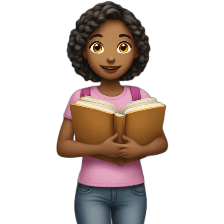 a girl holding books emoji