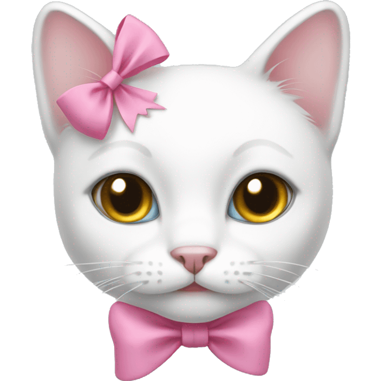 White cat with pink bow  emoji