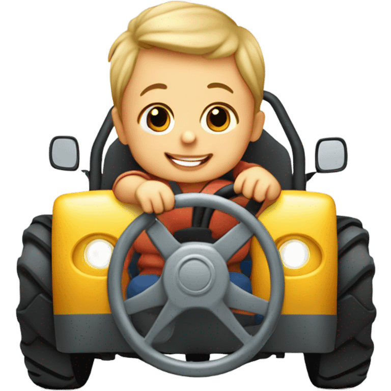 Baby driving tractor  emoji